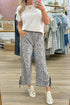 High Waist Abstract Animal Print Side Tie Cropped Pants